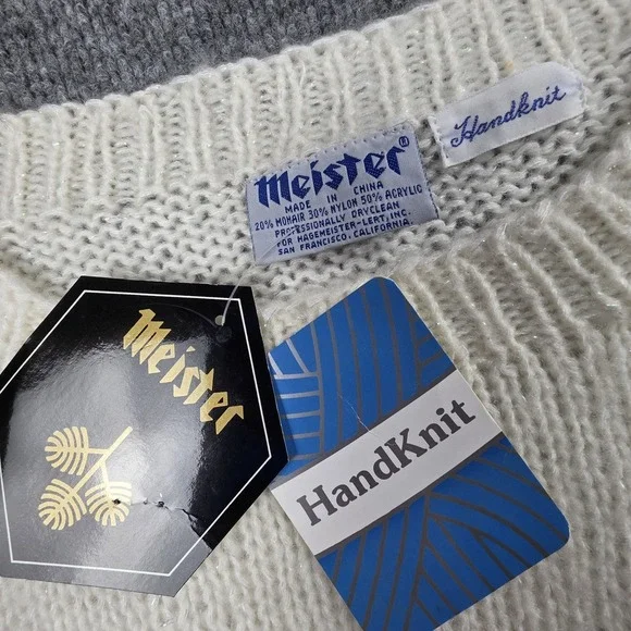 NEW Vintage Meister Sweater Mohair Hand Knit Icicle Cable Womens M Ski Bunny - Picture 4 of 9